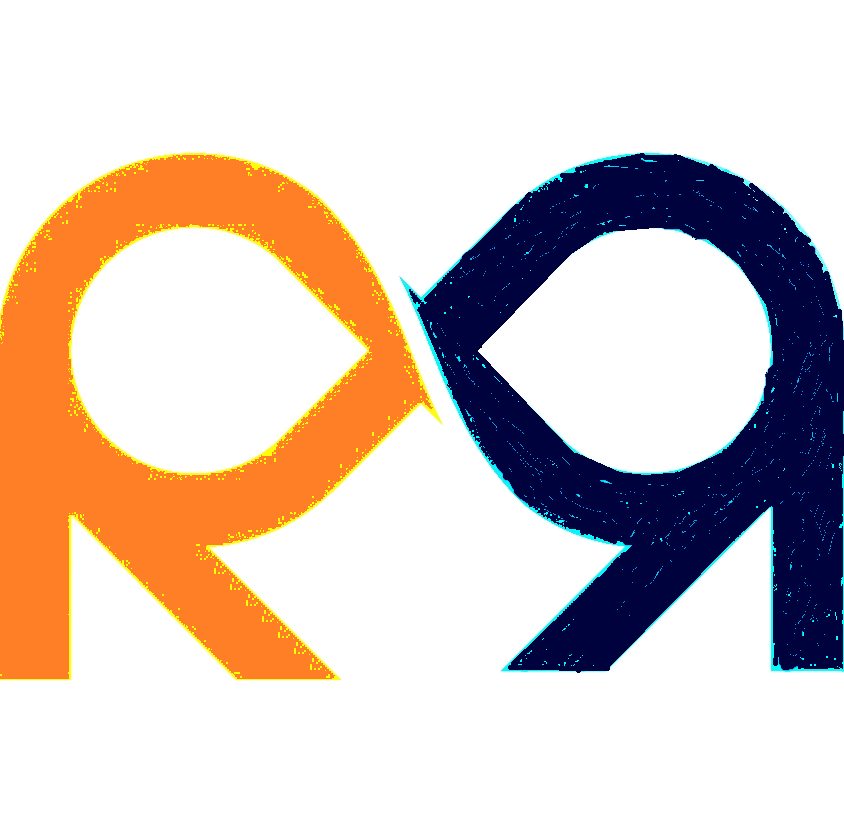 Research Infinity Logo, Orange eye of horus, white eye of Ra